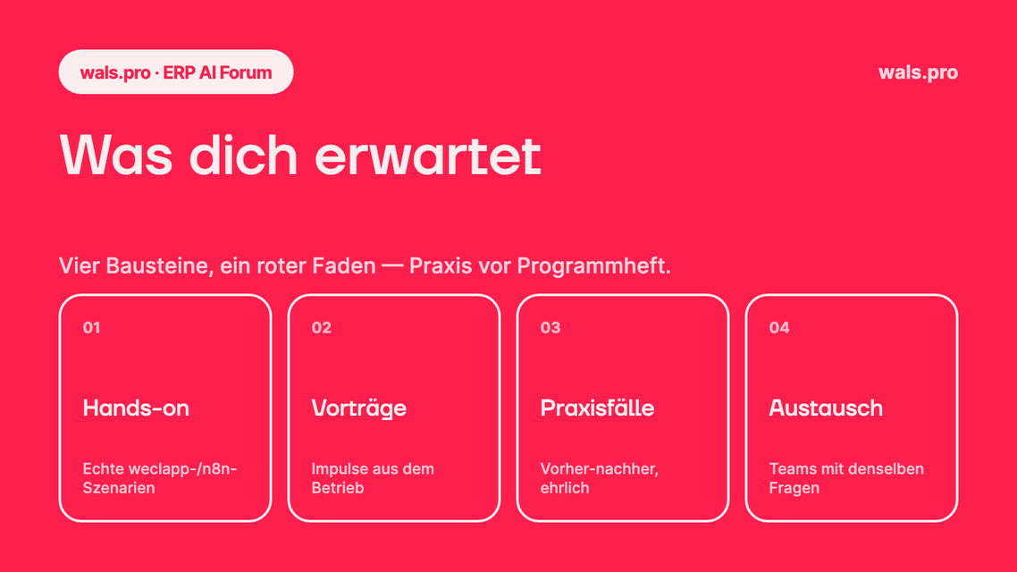 Was dich erwartet: Hands-on, Vorträge, Praxisfälle, Austausch