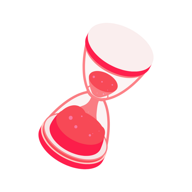 Illustration einer Sanduhr in wals.pro-Rot als Sinnbild für Wartezeit in der API-Queue